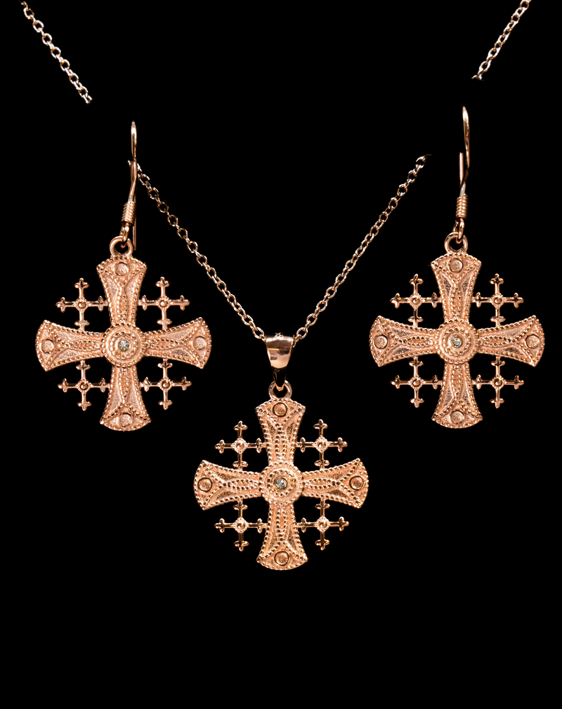 Jerusalem Cross' Silver Pendant with Crystal Red Square Design - The  Jerusalem Gift Shop